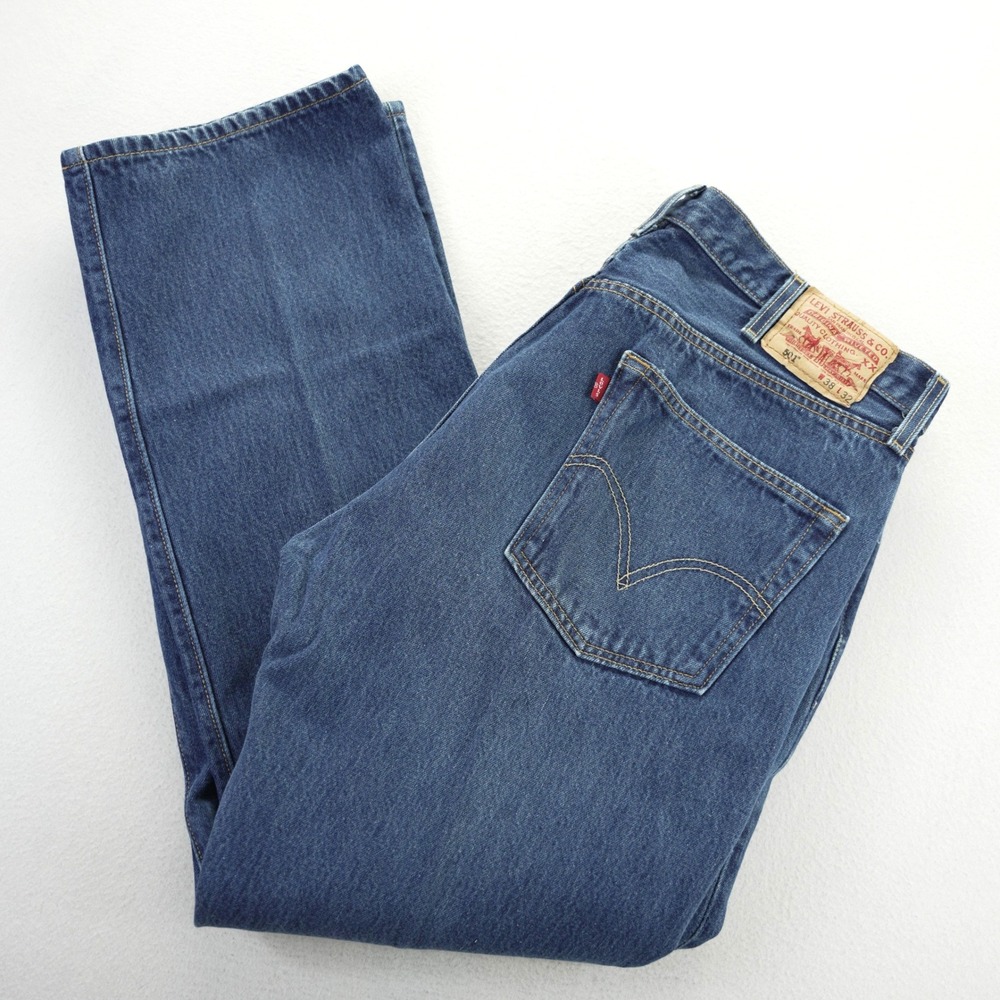 Levis 501 Vintage Mens Blue Denim Straight Leg Button Fly Jeans 38x32 2004 - Picture 1 of 13